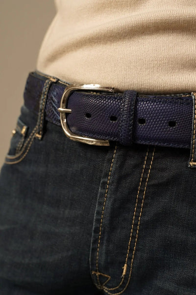 Paolo Vitale inkblå bælte i eksotisk skind Paolo Vitale