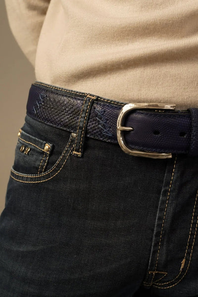 Paolo Vitale inkblå bælte i eksotisk skind Paolo Vitale