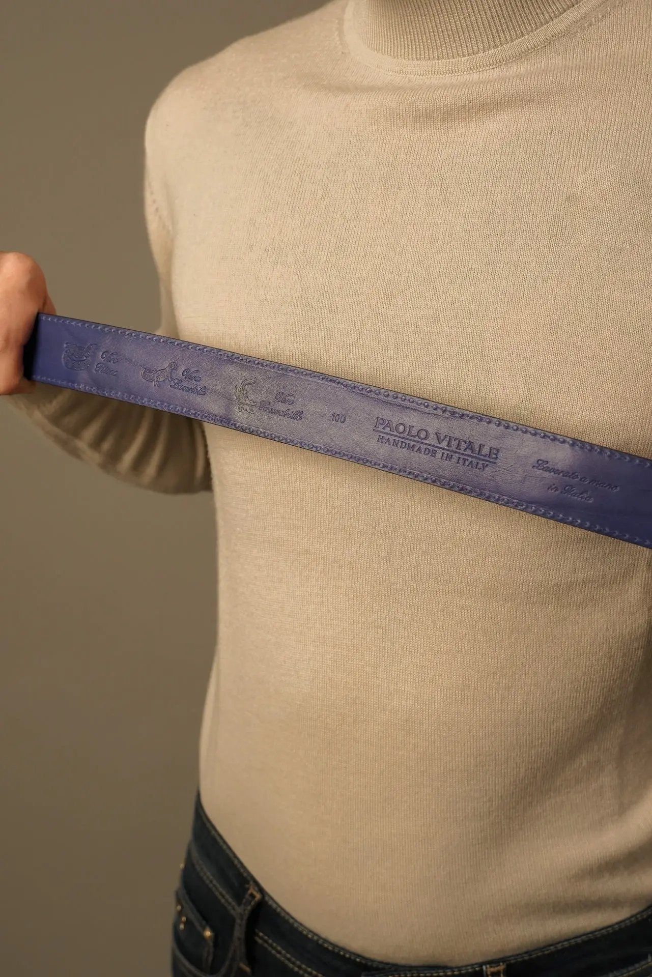 Paolo Vitale inkblå bælte i eksotisk skind Paolo Vitale