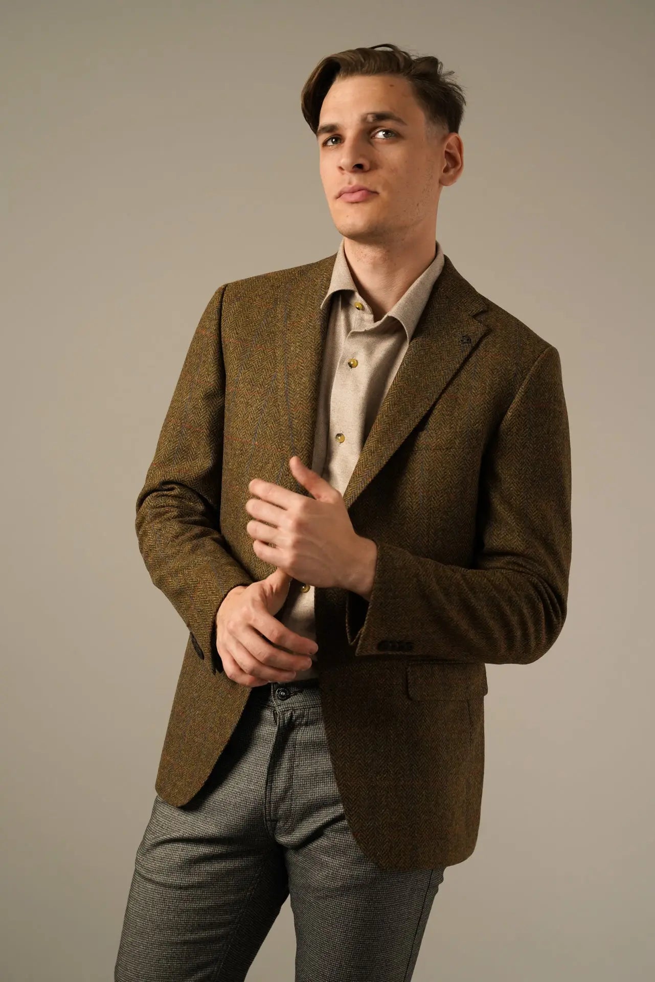 Roy Robson Brun Herringbone Uldblazer Roy Robson