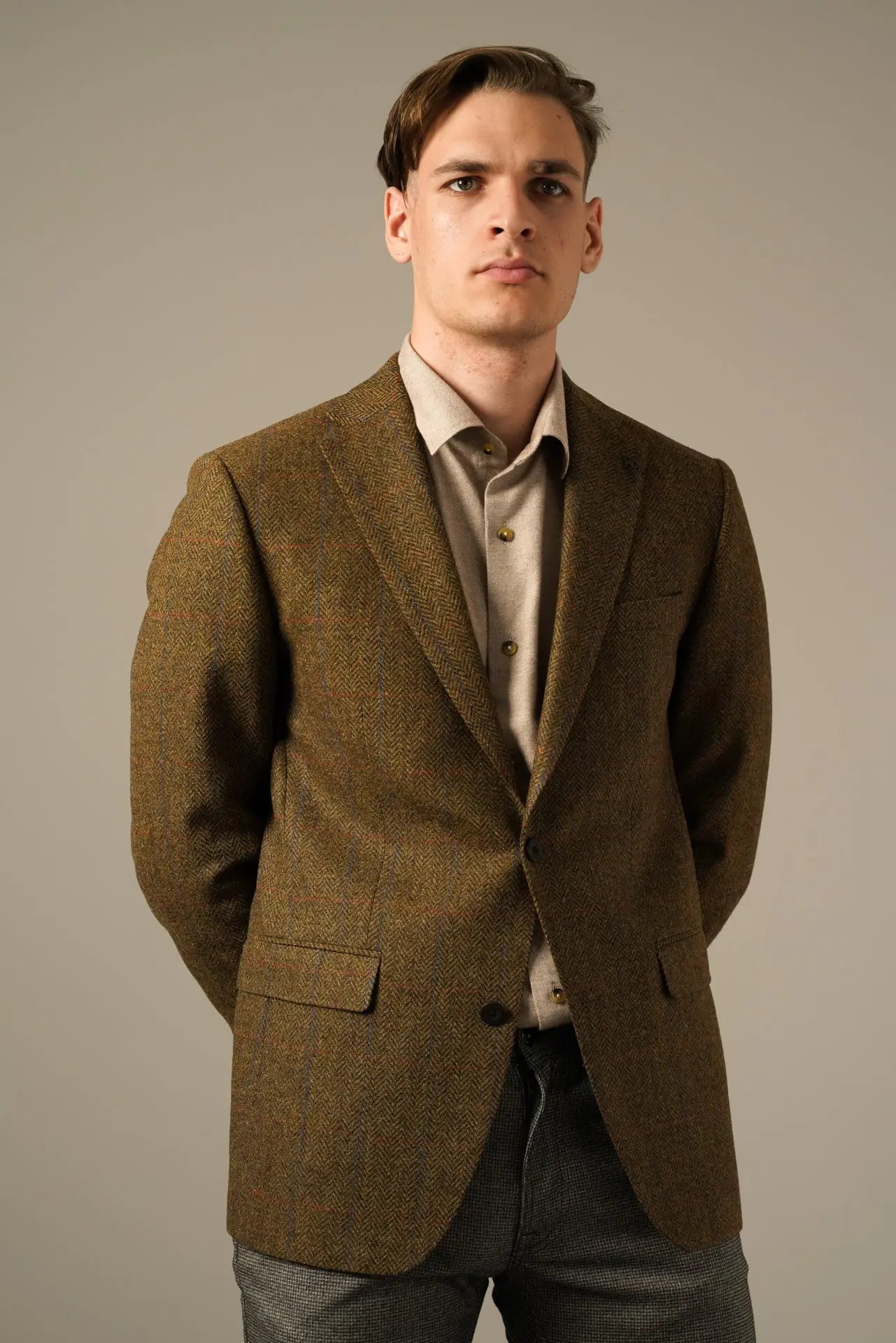 Roy Robson Brun Herringbone Uldblazer Roy Robson