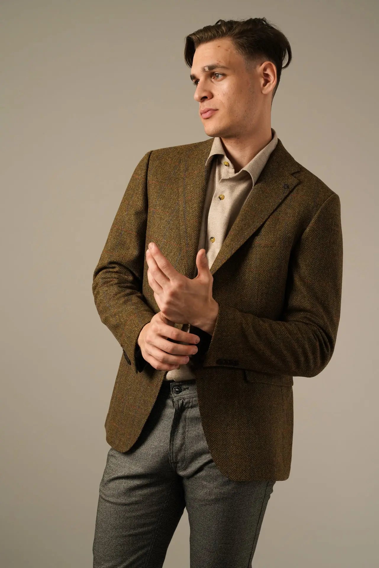 Roy Robson Brun Herringbone Uldblazer Roy Robson