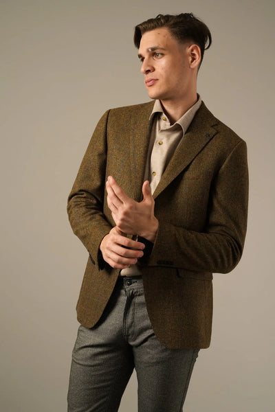 Roy Robson Brun Herringbone Uldblazer Roy Robson