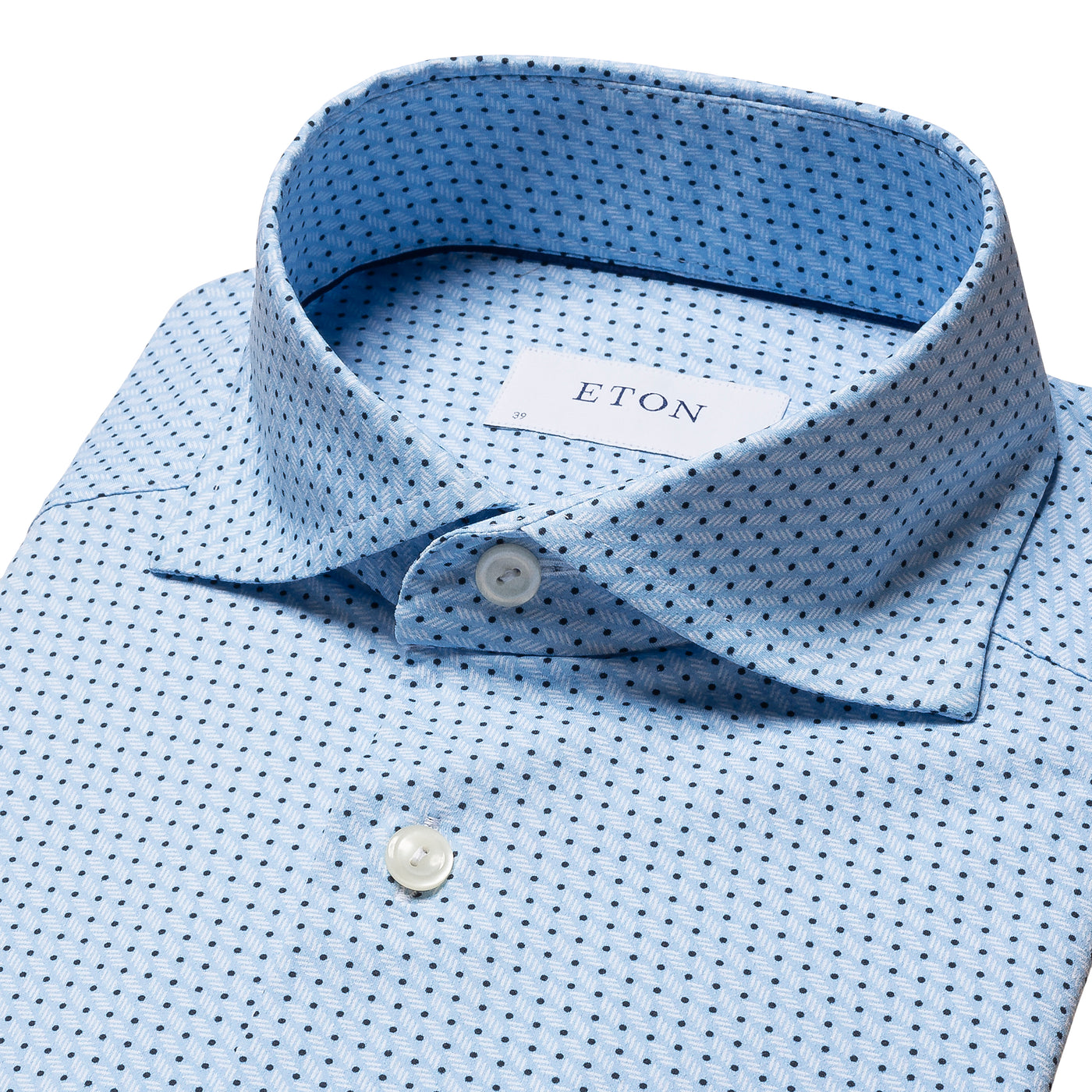 Eton skjorte lyseblå med blå prikker - contemporary
