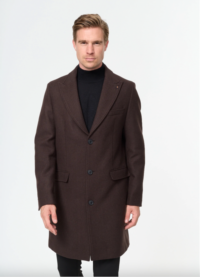 Zuitable frakke i den fineste uldblanding - Mørkebrun