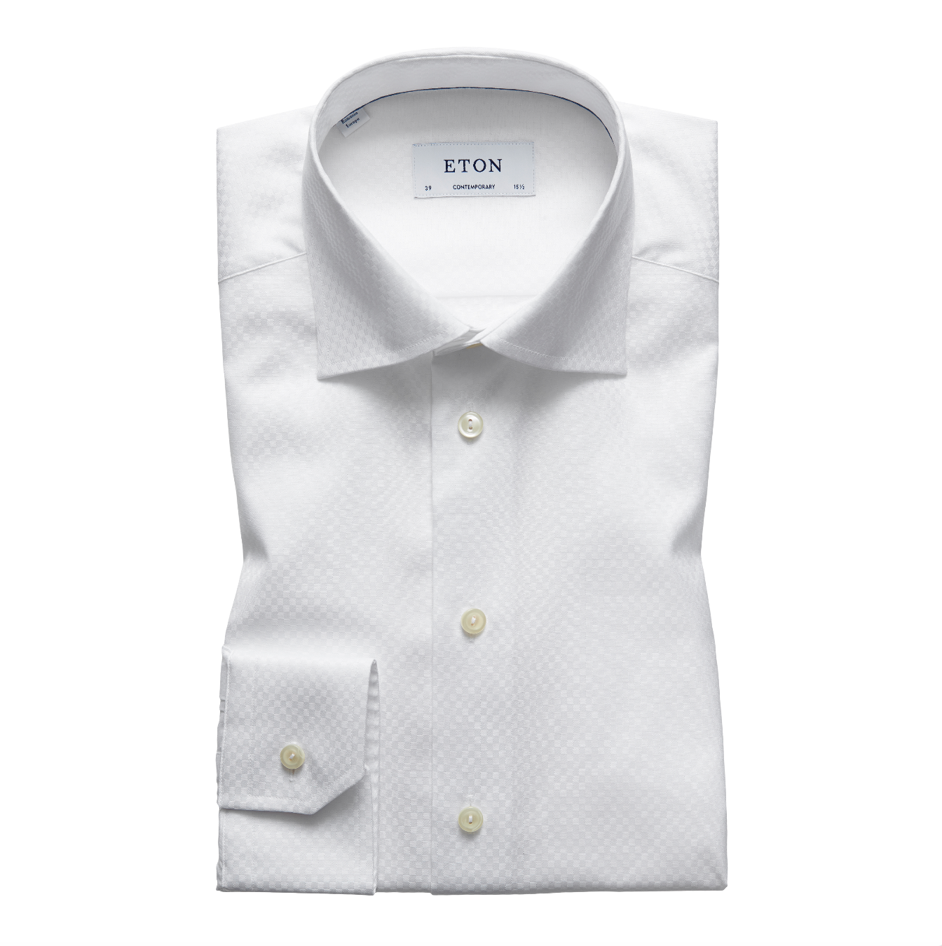 Eton skjorte i hvid med mønster - contemporary
